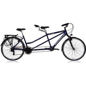 Tandemfiets Tourist - Met 21 versnellingen - 240cm - Framemaat 55-50cm - V brakes en remgrepen - Tandem Blauw