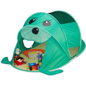 Speeltent voor Kinderen Zeehond Pop Up Tent - Jongens Meisjes Kindertent - Binnen Buiten - 86x100x182 cm - Groen Geel