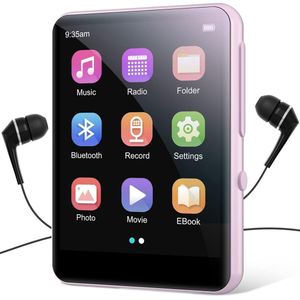 Bluetooth MP3-speler met 64GB Opslag - 2.4 inch Touchscreen - Draadloze Muziekspeler met HD Luidspreker - Lossless Geluidskwaliteit - FM Radio - Stemopname - E-book Ondersteuning - Uitbreidbaar tot 128GB