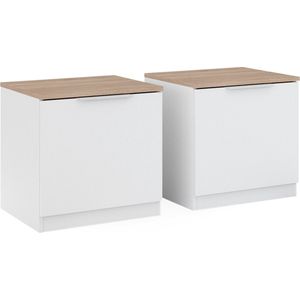 Vicco Betti Nachtkastje – 50 x 50 cm Set van 2 Wit/Sonoma Set van 2