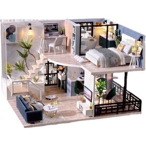 Premium Miniatuur XXL bouwpakket - Bouwpakket - Voor Volwassenen (14+) - Modelbouwpakket - DIY - Poppenhuis – incl. Led Licht en Muziek - Nordic Apartment