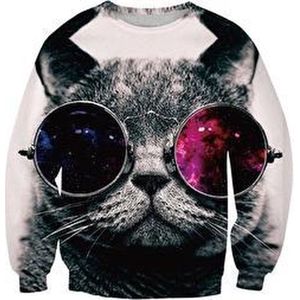 Spacecat Trui voor fout feest - Maat: S - Foute trui - Feestkleding - Festival Outfit - Fout Feest - Trui voor festivals - Rave party kleding - Rave outfit - Dieren kleding - Dierentrui - Kattentrui - Feesttrui
