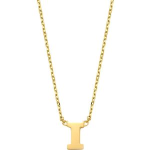 New Bling 9NBG-900I Gouden Ketting met Letter I - 6mm - Ankerschakel - 38+2,5+2,5cm - 14 Karaat - Goud