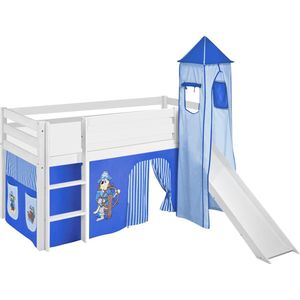 Halfhoogslaper Piraat Blauw met tent, toren en glijbaan