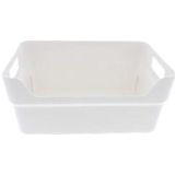 Plastic Wit Opbergbakje 24 x 17 x 10 cm - opbergbak - opberger - opbergmand