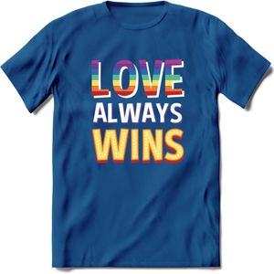 Love Wins | Pride T-Shirt | Grappig LHBTIQ+ / LGBTQ / Gay / Homo / Lesbi Cadeau Shirt | Dames - Heren - Unisex | Tshirt Kleding Kado | - Donker Blauw - M