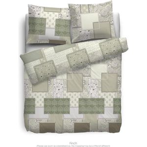 HnL Pure Cotton dekbedovertrek Finch - Groen - Lits-jumeaux - 240x200/220 cm