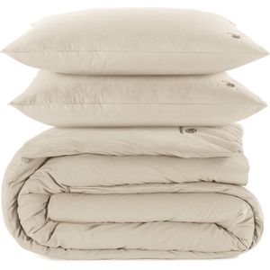 Hoogwaardige Biologisch Percale Katoen Dekbedovertrek Tweepersoons Washed Naturel | 200x200/220 | Ademend En Koel | Speciale Weving