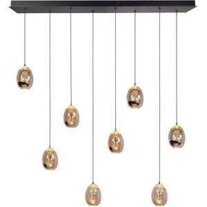Sierlijke eettafellamp Golden egg | 8 lichts | Ø 9,5 cm | glas / metaal | goud / zwart / transparant | hanglamp | sfeervol / warm licht | modern / landelijk design