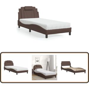 vidaXL Bed met matras kunstleer bruin 90x200 cm