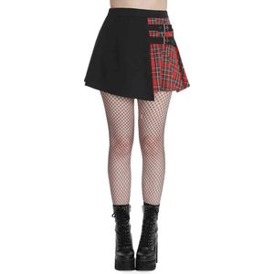 Banned - Tavish Tartan Rok - XL - Zwart/Rood