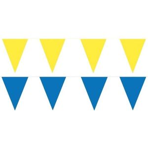 Gele/Blauwe feest punt vlaggetjes pakket - 60 meter - slingers / vlaggenlijn