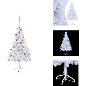 vidaXL Kunstkerstboom - 120 cm - Wit - 230 takken - LED-verlichting - USB-aansluiting - Decoratieve kerstboom