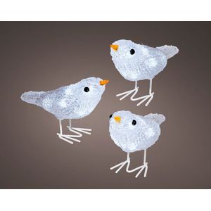 Lumineo witte vogels lichtsnoer met LED – set van 3