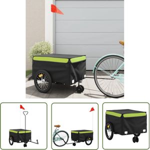 The Living Store Fietstrailer 45 kg ijzer zwart en groen - Fietstrailer - Fietskar - Ijzeren Fietskar - Fietsbak - Zwaar Belastbaar