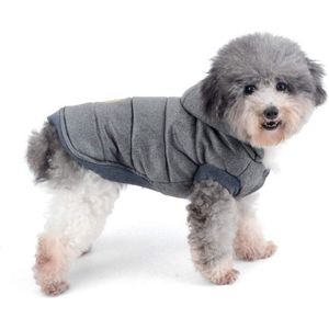 Hondenwinterjas voor kleine honden, zacht fleece, winterjassen, capuchontrui, winddicht, puppyjas, vest, chihuahua, hondenkleding, katten, kleding voor koud weer, grijs, L