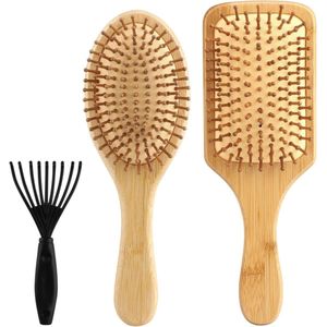 Bamboe haarborstel set - optimale haarverzorging - 2 stuks