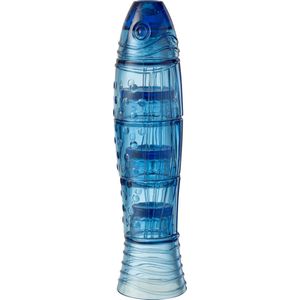 J-Line beker Vis - glas - transparant & hoogblauw - woonaccessoires