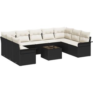 vidaXL - 9 - Delige - Tuin - Sofa - Set - met - Kussens - Bruin - Poly - Rattan