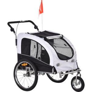 PawHut 2 in 1 hondenaanhanger fietskar jogger vlag regenhoes voor honden 4 kleuren 5663-1290n