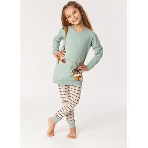 Woody pyjama meisjes/dames - grijsblauw - uil - 222-1-POP-S/806 - maat 104