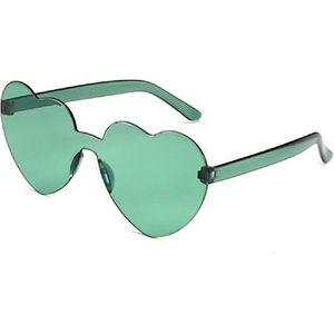 Jumada's - Feestelijk Retro Brilhart - Party Hartvormige Glazen voor een Unieke Look - Partylook - Hartjes zonnebril groen
