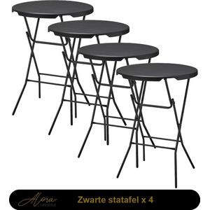 4x Zwarte Statafel – ø80 cm x 110 cm hoog – Cocktailtafel – Hoge staan tafel – Breed Blad