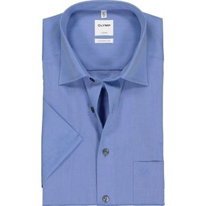 OLYMP Luxor comfort fit overhemd - korte mouw - midden blauw - Strijkvrij - Boordmaat: 50