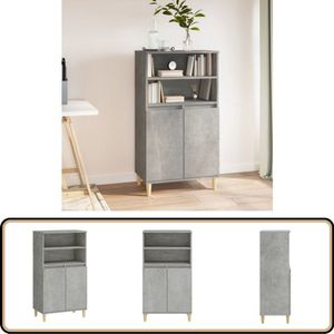 vidaXL Hoge Kast - Betongrijs - 60x36x110 cm Bijzettafel - Side Table - Tv Stand - Opslagkast - Bergruimte