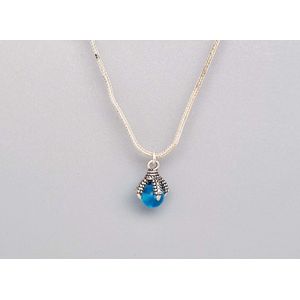 Ketting dames met klauwhanger van 925 zilver met daarin een natuursteen -""Blauwe kwarts"" -Lengte 42 cm - Breedte 2 mm