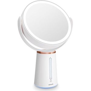 LED Verlichte Make-up Spiegel met 1X/10X Vergroting - 10 Dimbare Helderheidsniveaus - Dubbelzijdige Cosmeticaspiegel - Scheerspiegel - Oplaadbaar - 360° Draaibaar - Thuis en Onderweg
