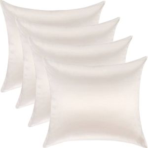 Voordeelset 4x 100% Zijden kussensloop Ivoor Hotelsluiting - 22MM - 50x70cm - 50x70cm