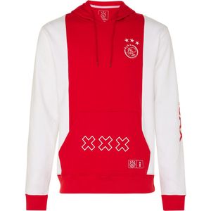 Ajax-hooded sweater wit/rood/wit logo kruizen XL