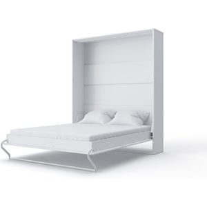 INVENTO 14 Verticaal Vouwbed - Logeerbed - Opklapbed - Bedkast - Modern Design - Hoogglans Wit / Wit - 200x160