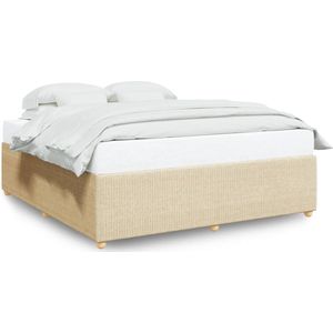 vidaXL - Bedframe - zonder - matras - stof - crèmekleurig - 200x200 - cm