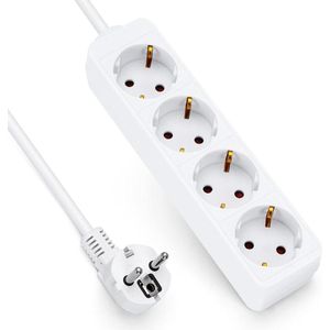 4-Voudige Stekkerdoos met Overspanningsbeveiliging en Kinderbeveiliging - 1.5 meter Kabel - Wit