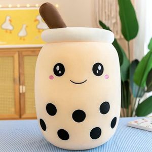 Bubble Tea Knuffel-parel melk thee kussen pop-real-Life Bubble Tea Cup Knuffel - Kussen - Melk Thee - Zachte Pop - Melk Thee Cup Kussen kinderen - Speelgoed 25cm (beige rond）