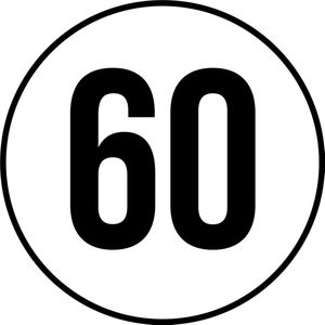 3 stickers van 30 cm | Tempo 60 KM Sticker | Weersbestendig | Vinyl
