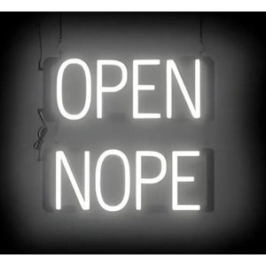 OPEN NOPE - Lichtreclame Neon LED bord verlicht | SpellBrite | 42 x 38 cm | 6 Dimstanden - 8 Lichtanimaties | Reclamebord neon verlichting