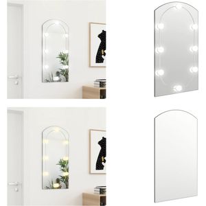 vidaXL Spiegel met LED-verlichting boog 90x45 cm glas - Wandspiegel Met LED-verlichting - Wandspiegels Met LED-verlichting - Wandspiegel Met LED - Spiegel Met Ledverlichting
