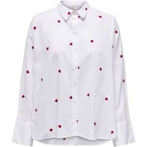 Only Blouse Onlnew Lina Grace Ls Emb Shirt Noos 15283743 Bright White/heart Dames Maat - S