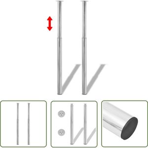 The Living Store Telescopische Tafelpoten - Verstelbare poothoogte 710-1100 mm - Chroom - 60 x 1100 mm - Set van 2