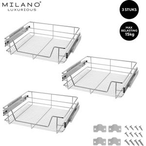 Milano Luxurious®- Schuiflades keukenkast – Lade Organizer – Draadmanden – Opberger - Opbergsysteem – 50 cm – 3 stuks