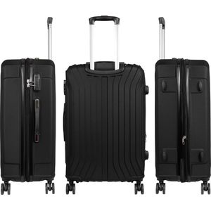 Handbagage koffer - Reiskoffer trolley - Lichtgewicht koffers met slot op wielen - Stevig ABS - 46 Liter - Almeria - Zwart - Travelsuitcase - S