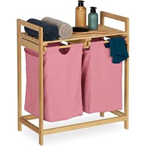 Wasmand 2 vakken wassorteerder - Wasverdeler - 73x64x33cm - Roze