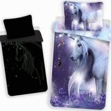 Unicorn Baby Dekbedovertrek Glow in the Dark - 100 x 135 cm - Paars