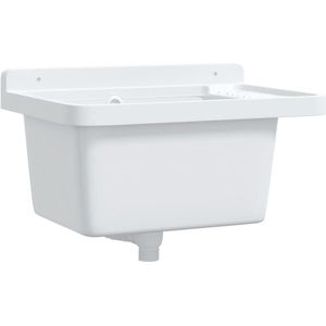 The Living Store Wasbak wandgemonteerd 50x35x24 cm hars wit - Wasbak - Wastafel - Badkamermeubel - Buitengoed - Tuingereedschap