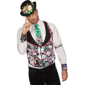 Wilbers & Wilbers - Casino Kostuum - Gilet Casino Poker Flush Man - Multicolor - Maat 56 - Carnavalskleding - Verkleedkleding