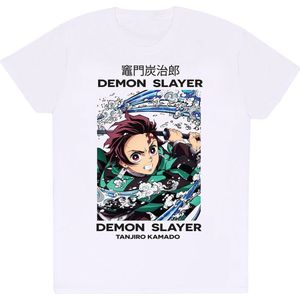 T-Shirt met Korte Mouwen Demon Slayer Whirlpool Wit Uniseks - M