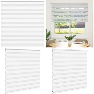 vidaXL Zebra Blind 140x100 cm stofbreedte 135,9 cm polyester wit - Zebra Jaloezie - Zebra Jaloezieën - Zebra Rolgordijn - Dubbel Rolgordijn